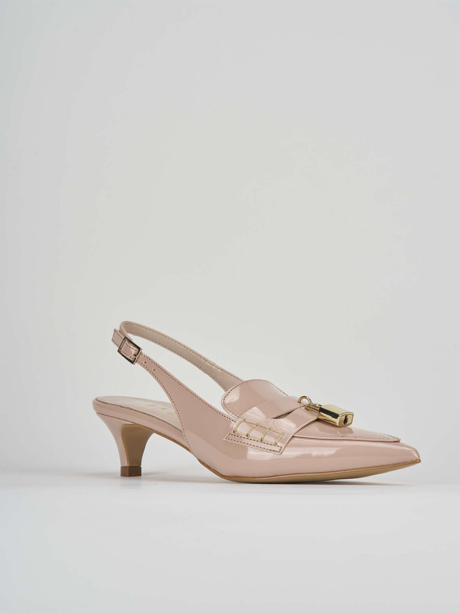 Décolleté e slingback tacco 3cm vernice beige