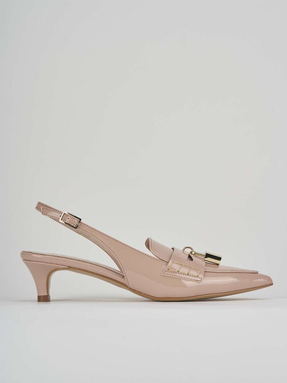 Décolleté e slingback tacco 3cm vernice beige