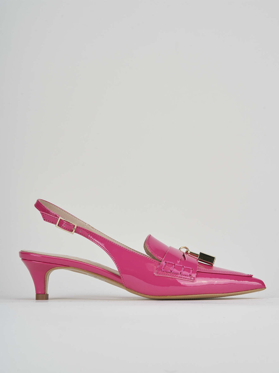 Décolleté e slingback tacco 3cm vernice rosa