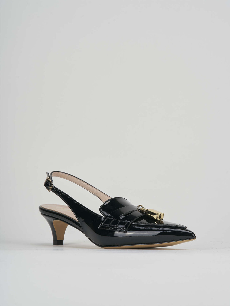 Décolleté e slingback tacco 3cm vernice nero