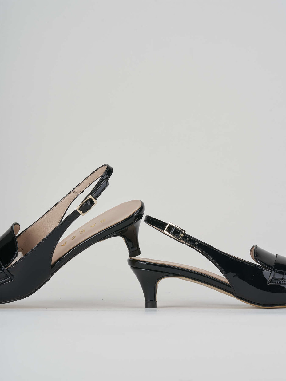 Décolleté e slingback tacco 3cm vernice nero