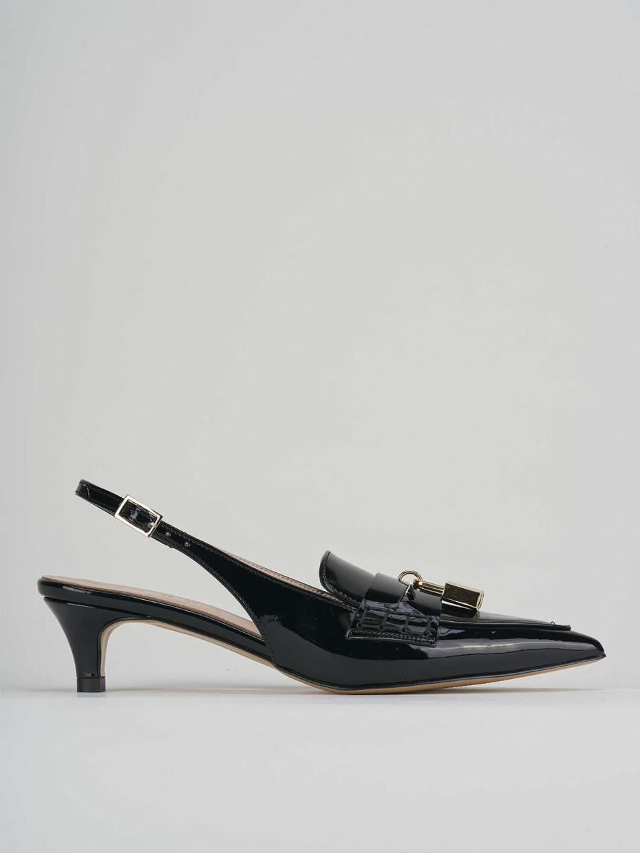 Décolleté e slingback tacco 3cm vernice nero