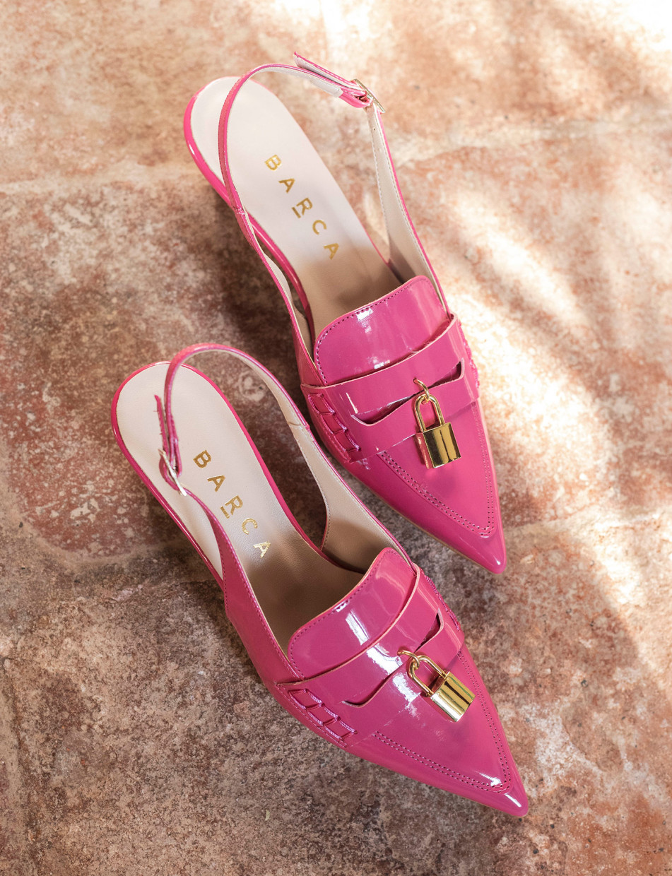 Décolleté e slingback tacco 3cm vernice rosa