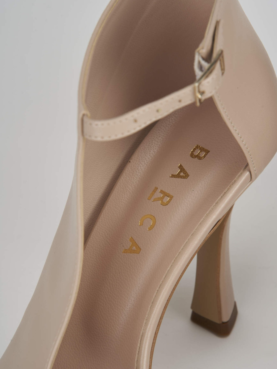 High heel sandals heel 8 cm beige leather