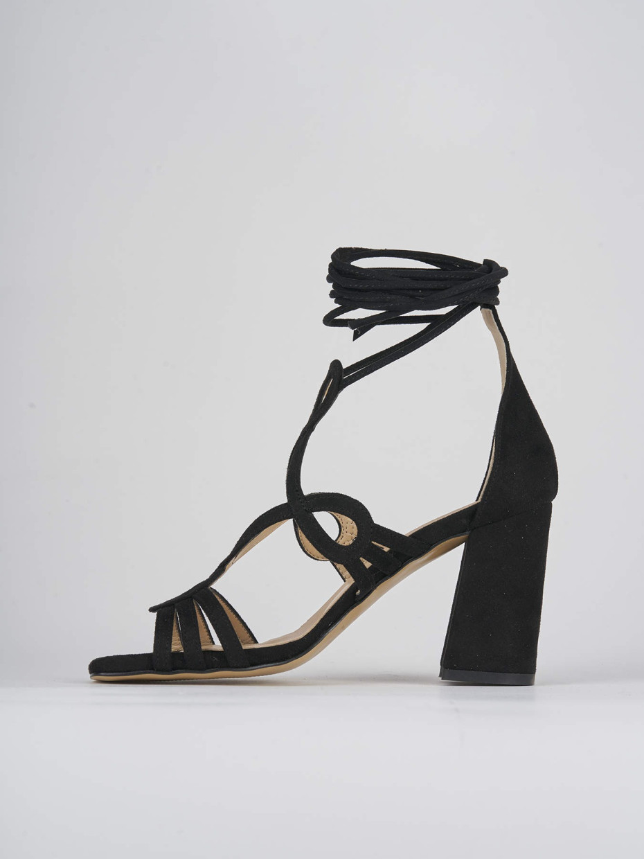 High heel sandals heel 7 cm black suede