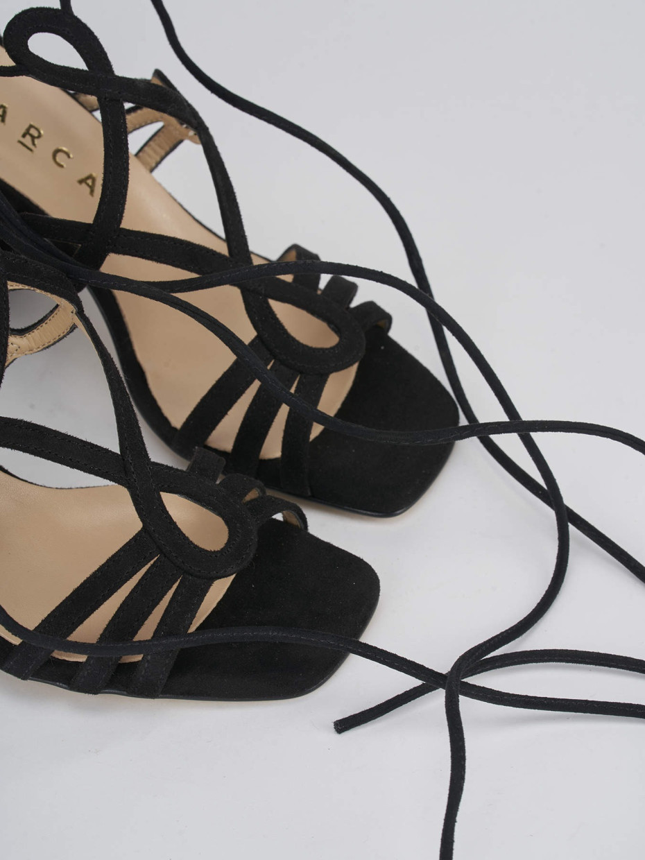 High heel sandals heel 7 cm black suede