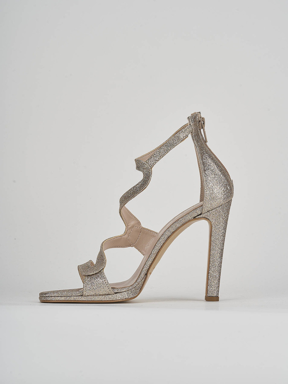 High heel sandals heel 7 cm gold glitter
