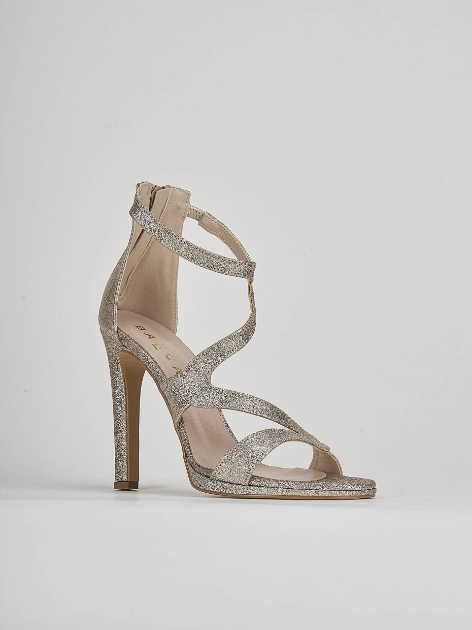 High heel sandals heel 7 cm gold glitter
