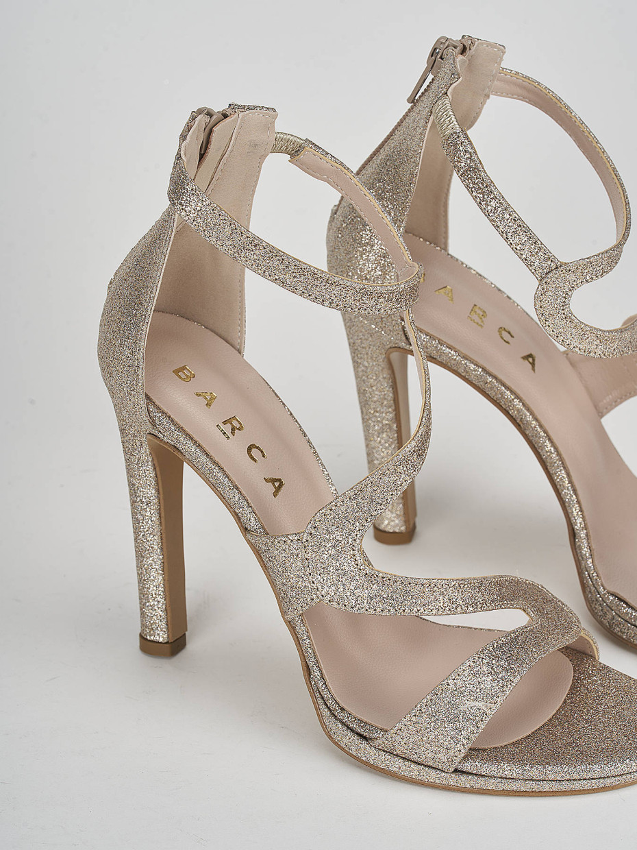 High heel sandals heel 7 cm gold glitter