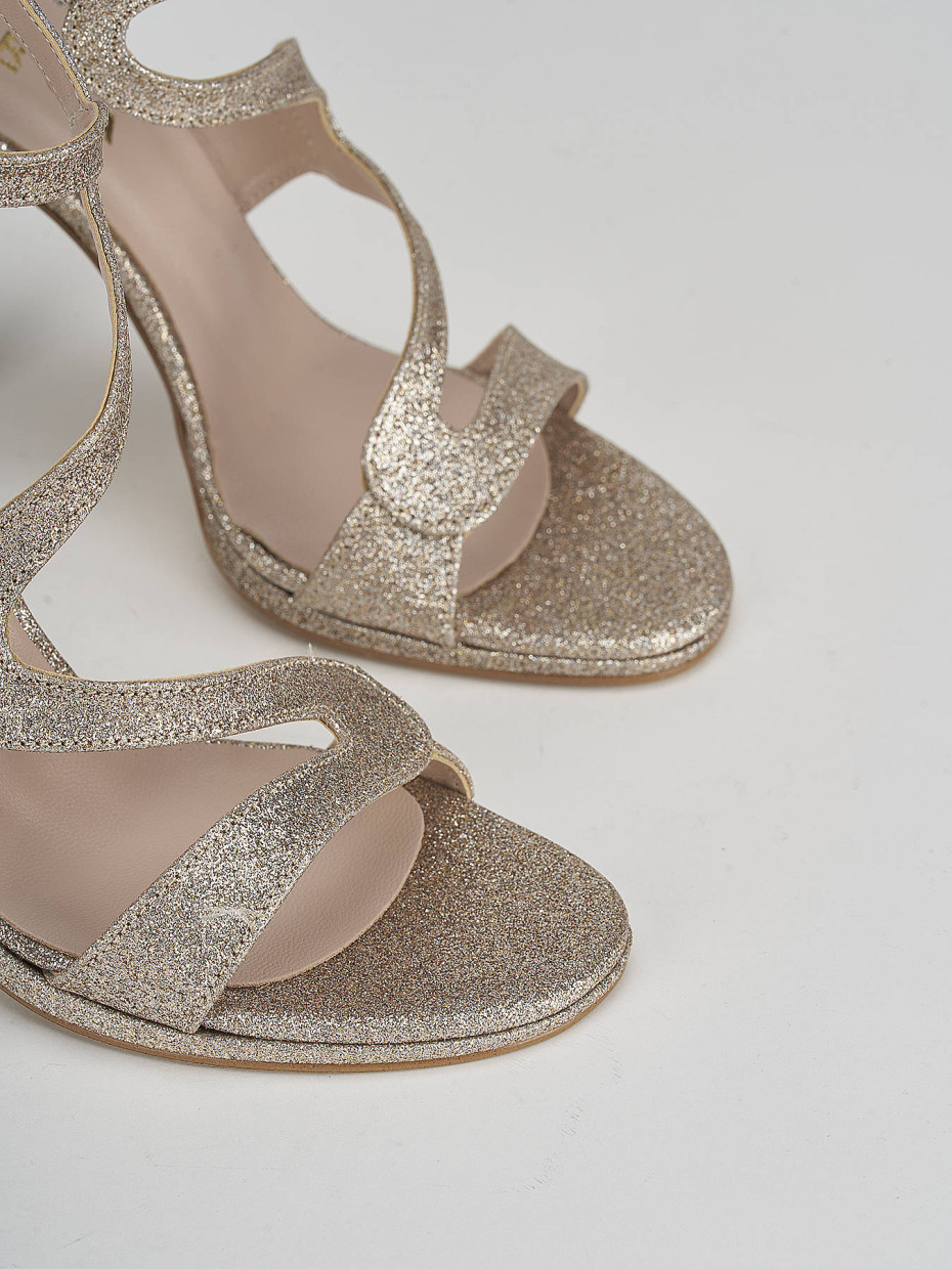 High heel sandals heel 7 cm gold glitter