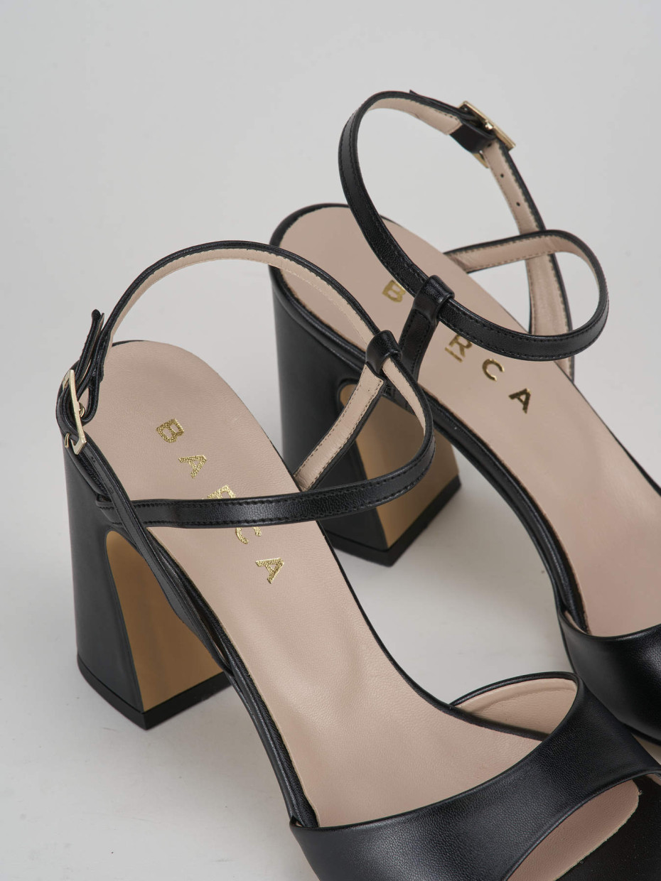 High heel sandals heel 7 cm black leather