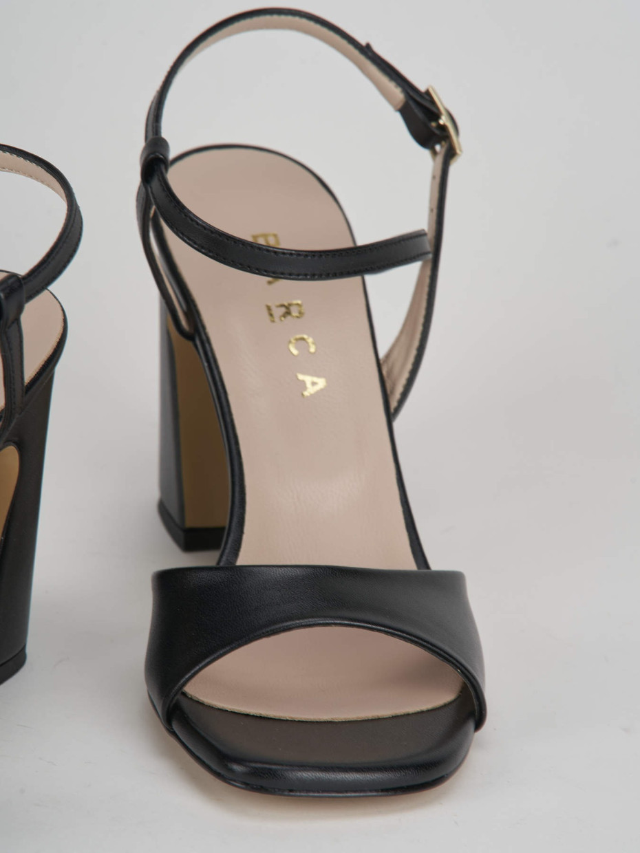 High heel sandals heel 7 cm black leather