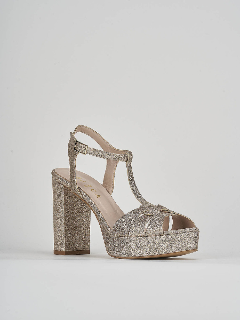 Sandalo tacco 9 cm beige glitter