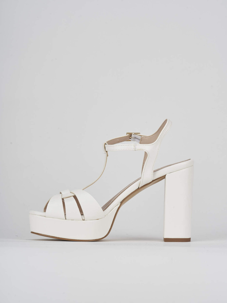 High heel sandals heel 9 cm white leather