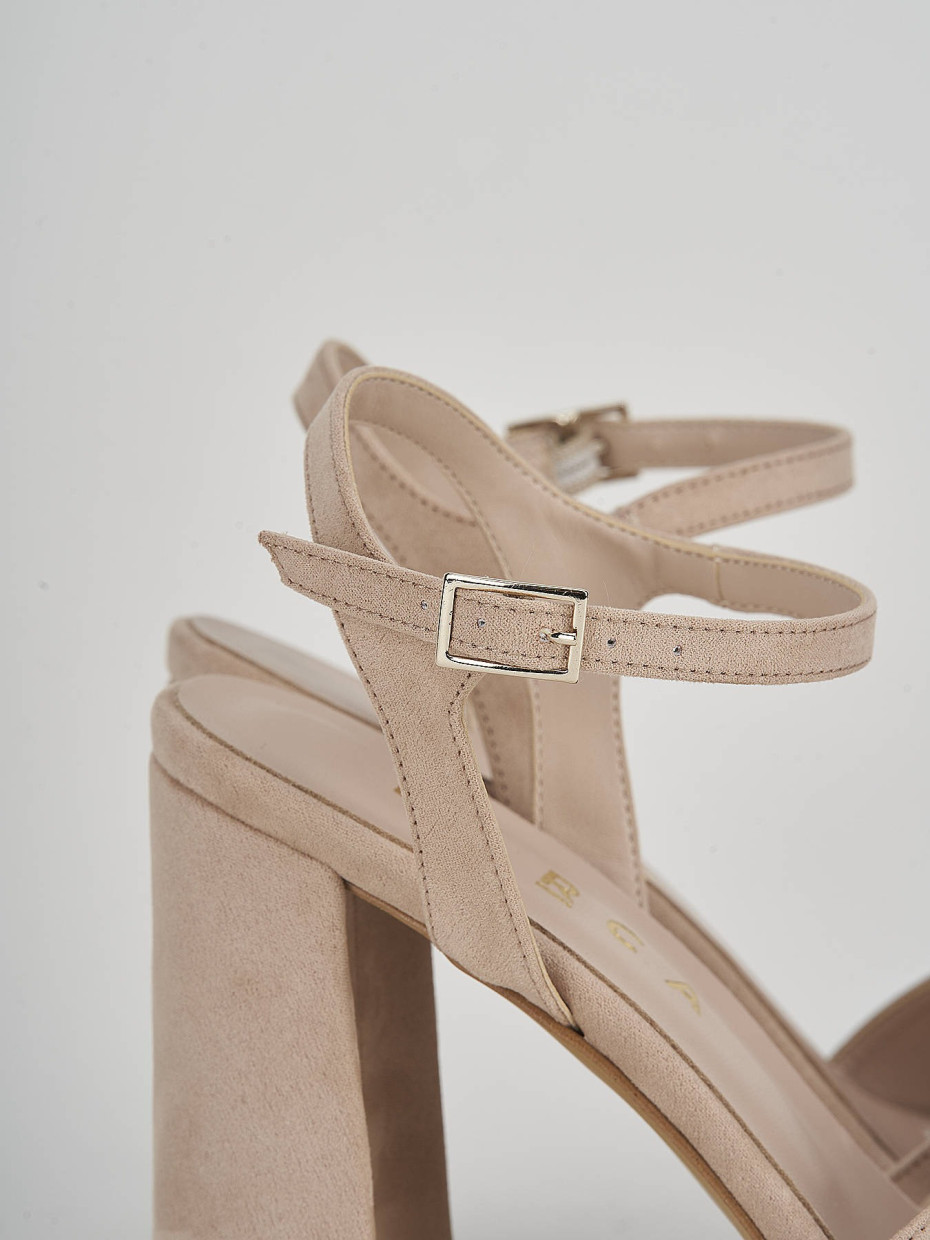 Sandali tacco 10 cm beige camoscio