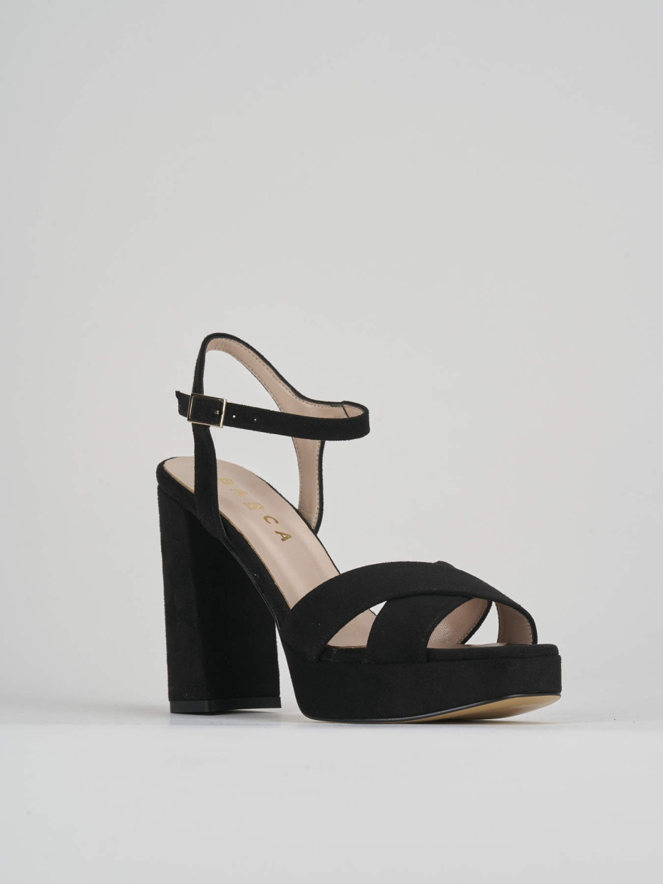 High heel sandals heel 8 cm black suede