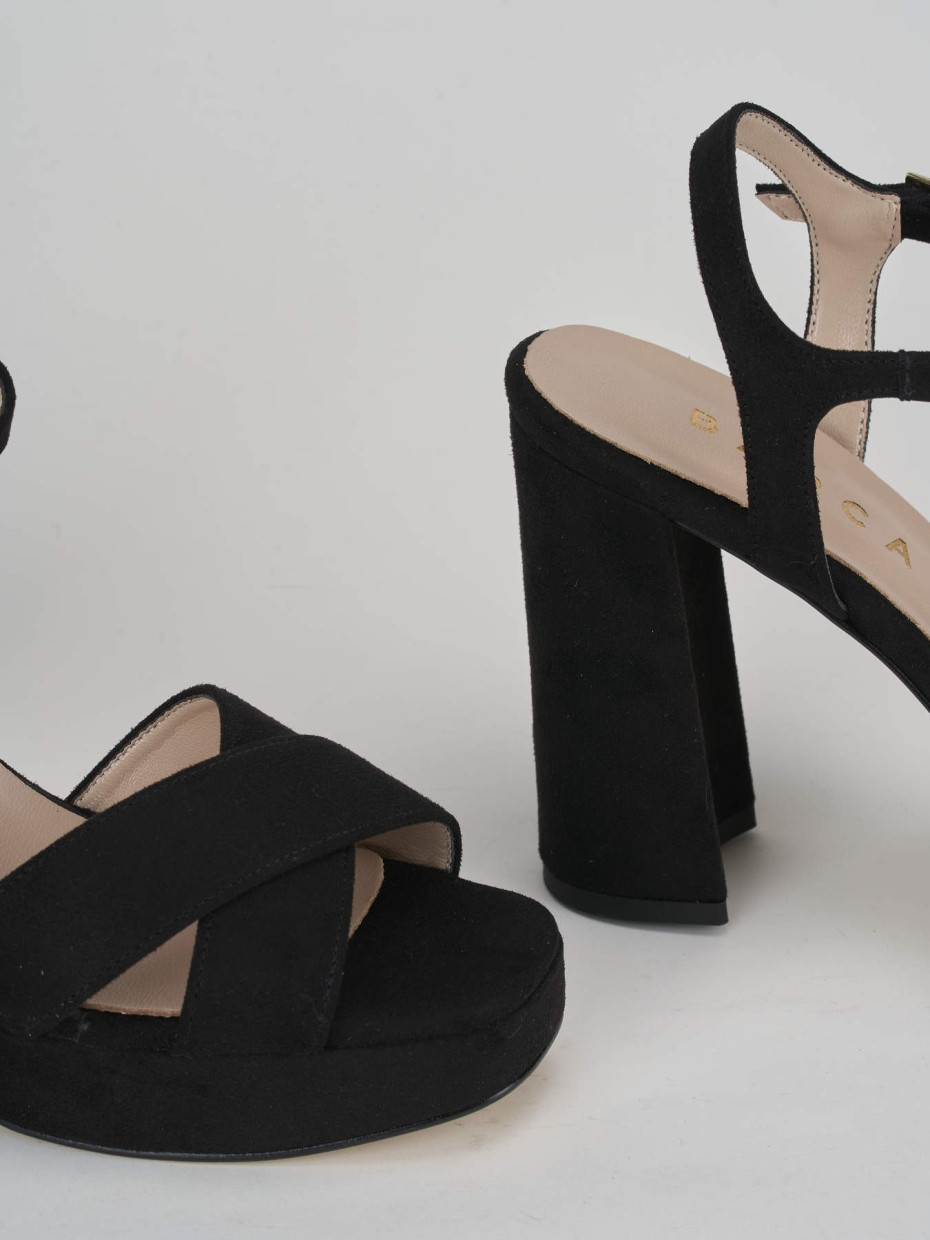 High heel sandals heel 8 cm black suede