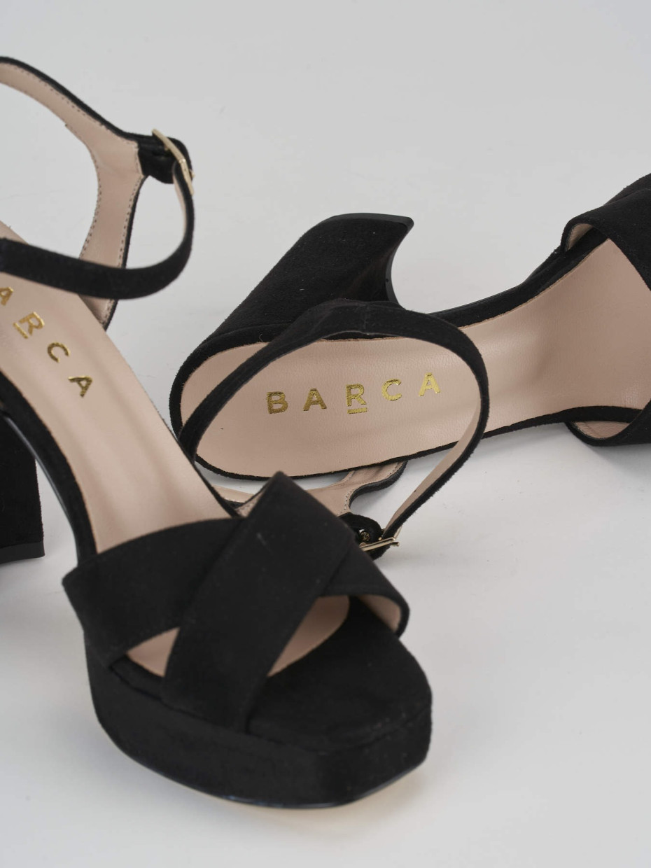 High heel sandals heel 8 cm black suede