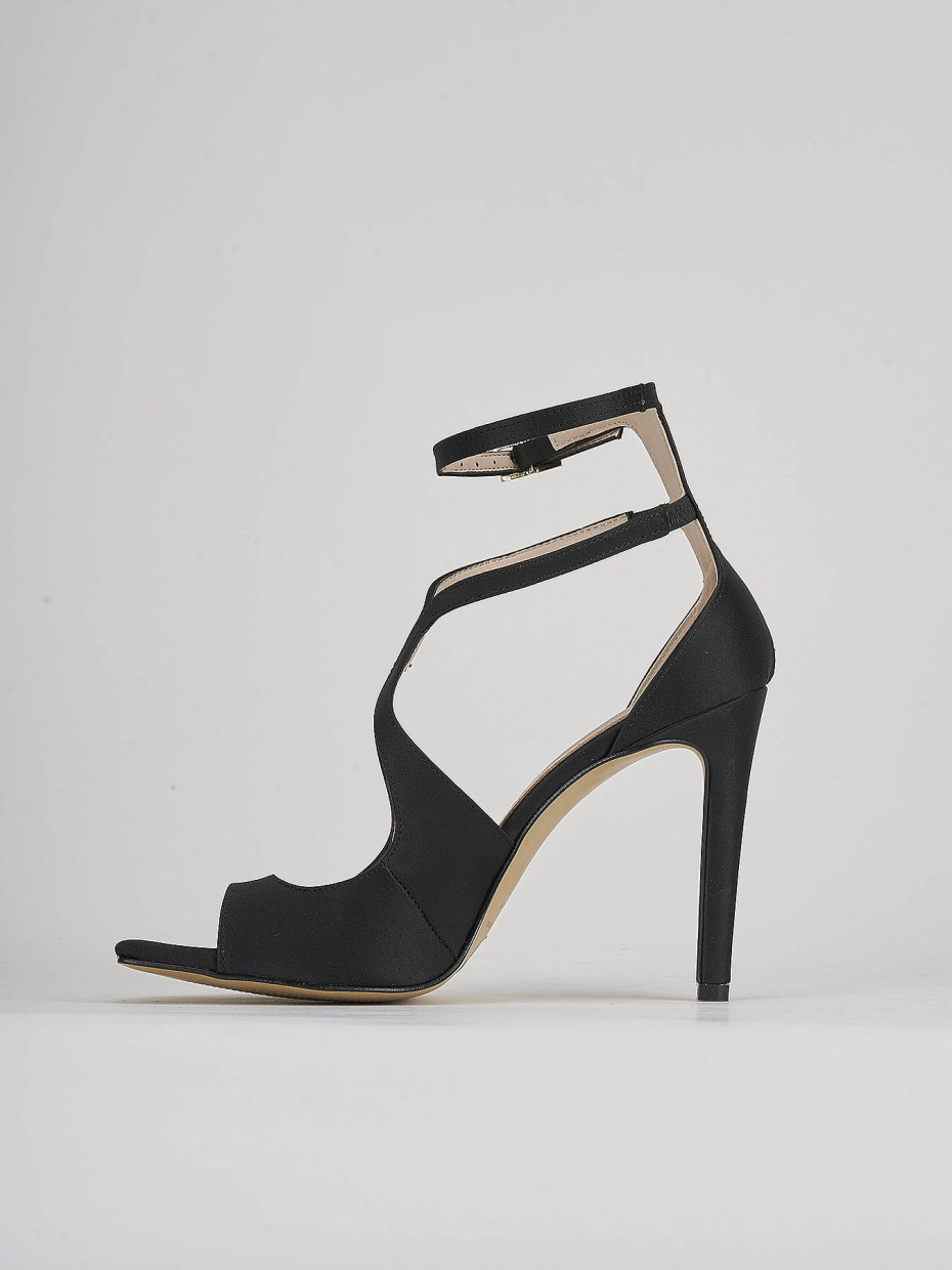 High heel sandals heel 9 cm black satin