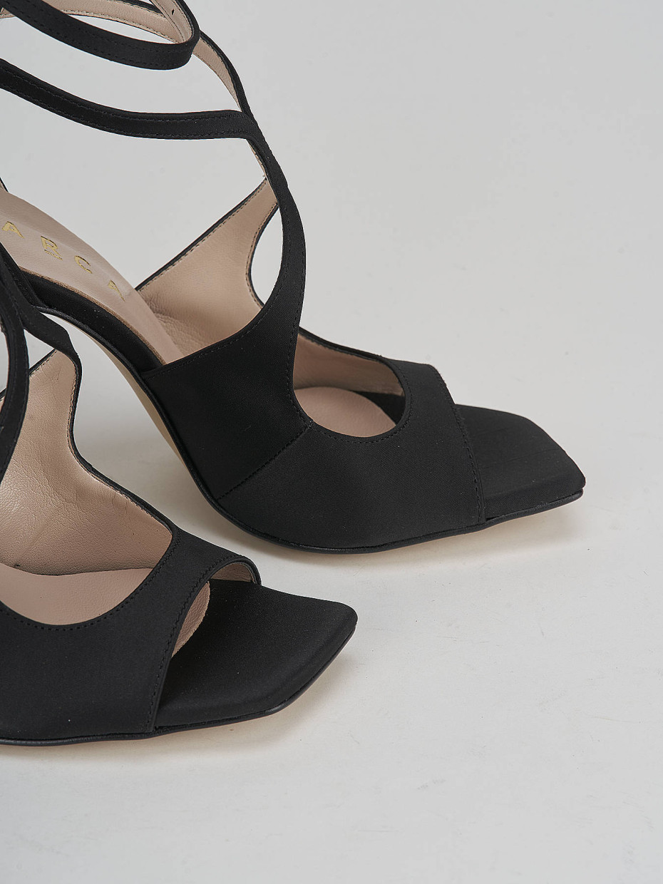 High heel sandals heel 9 cm black satin