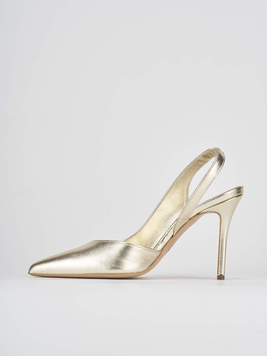 Slingback decoltè tacco 9 cm oro pelle