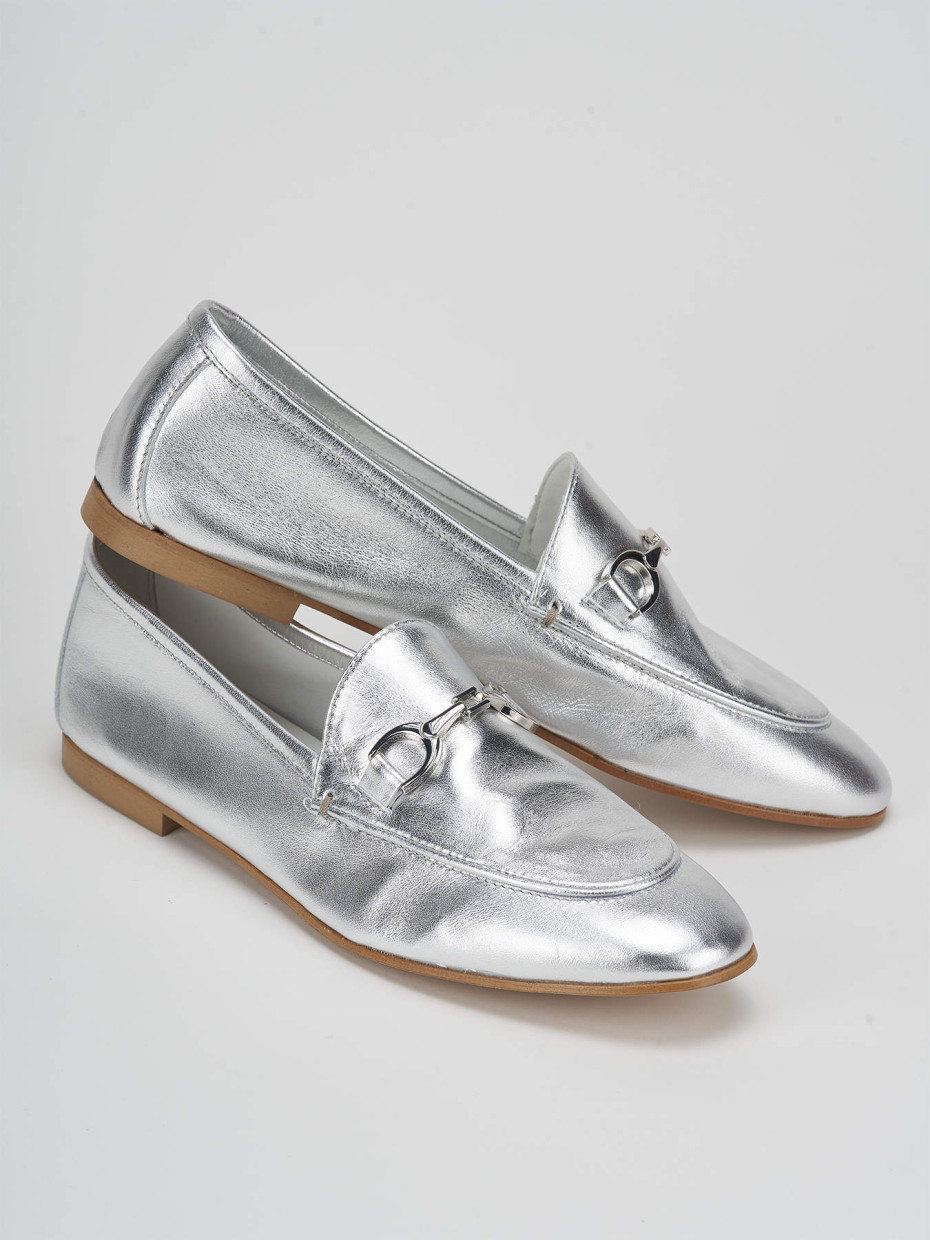 Loafers woman heel 1 cm silver laminated Barca Stores