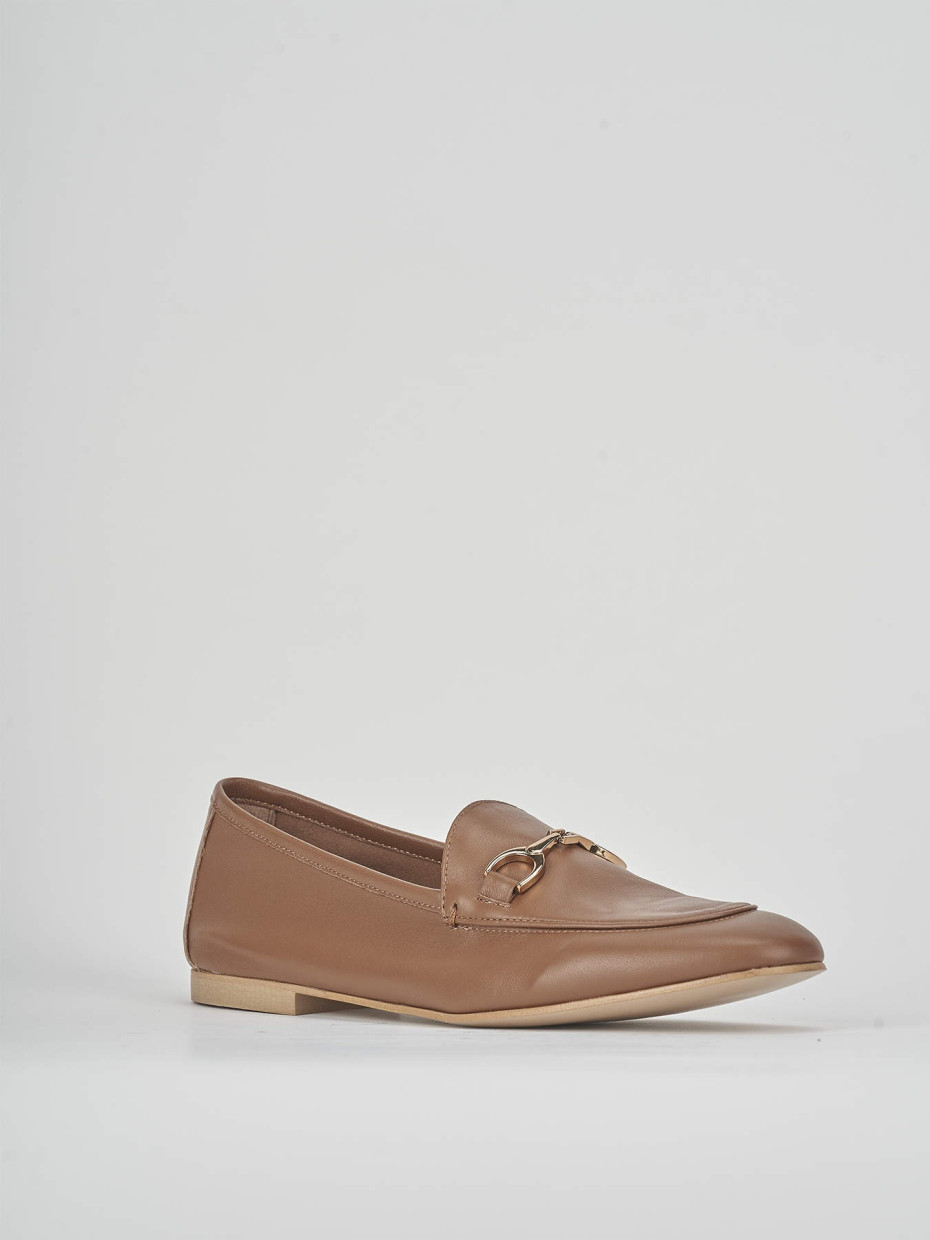 Loafers heel 1 cm brown leather