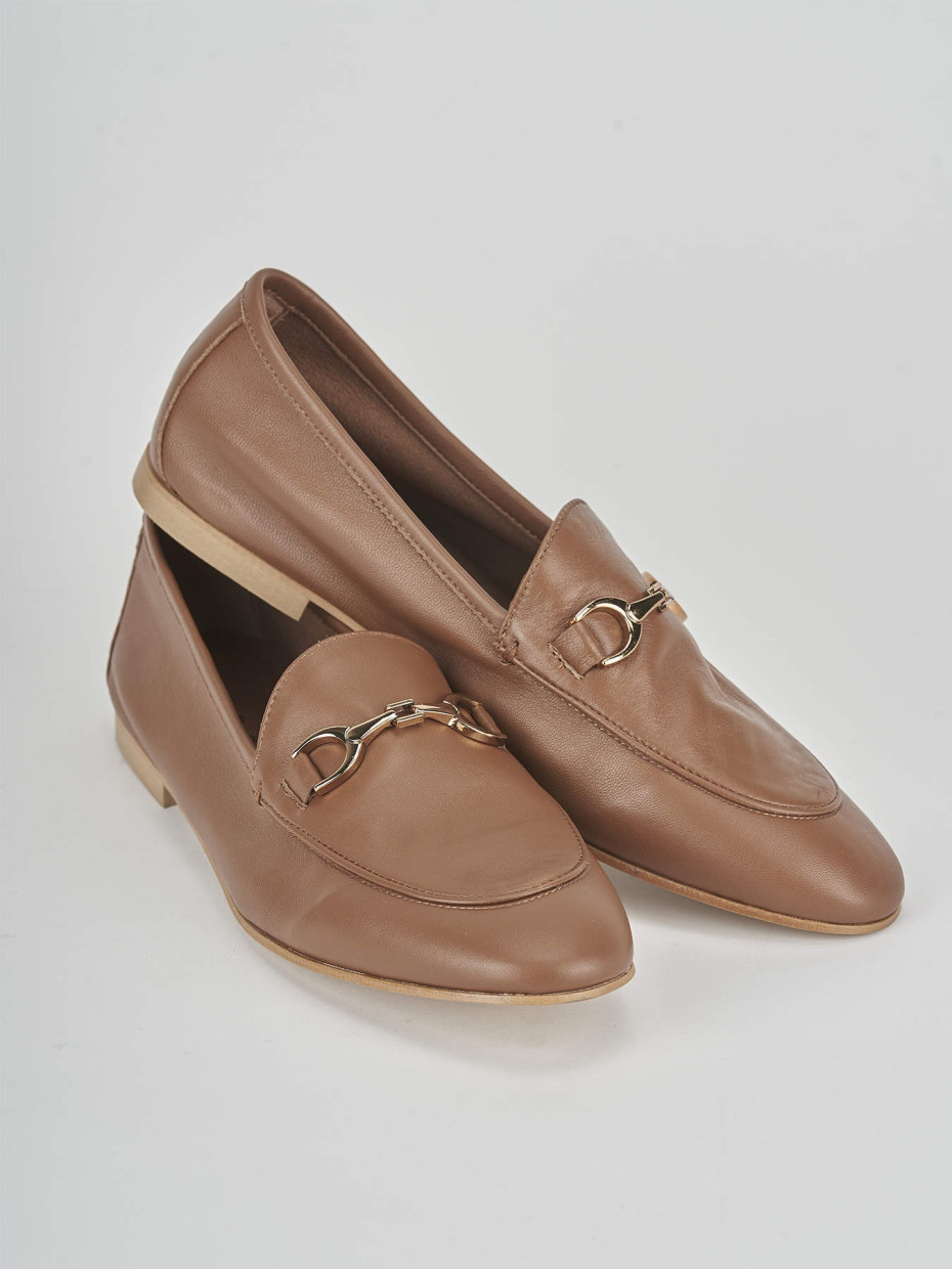 Loafers heel 1 cm brown leather