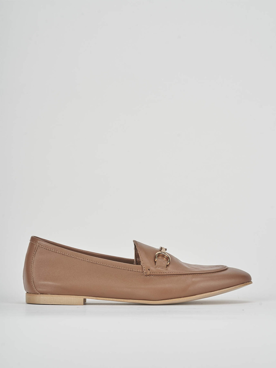 Loafers heel 1 cm brown leather