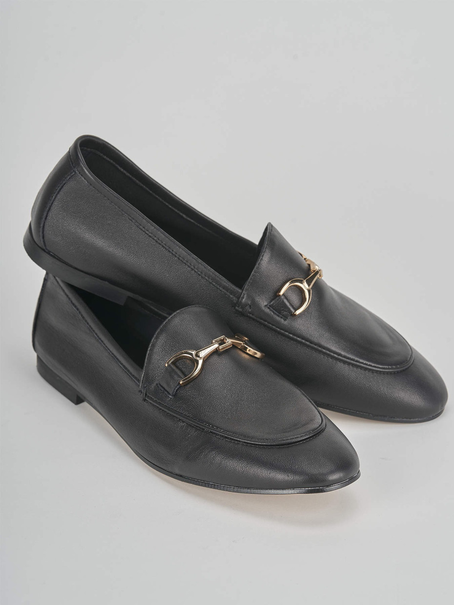 Loafers heel 1 cm black leather