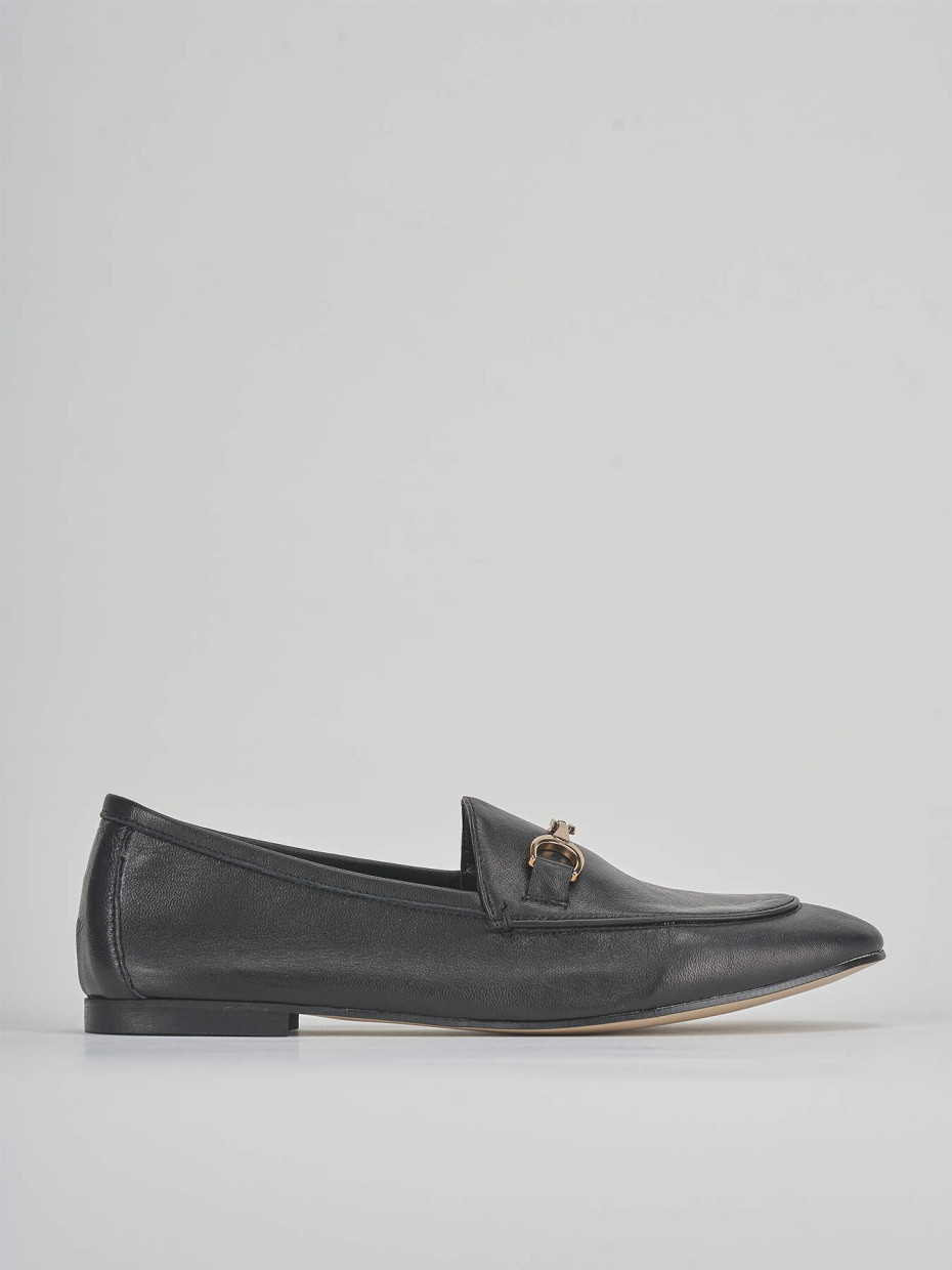 Mocassino tacco 1 cm nero pelle