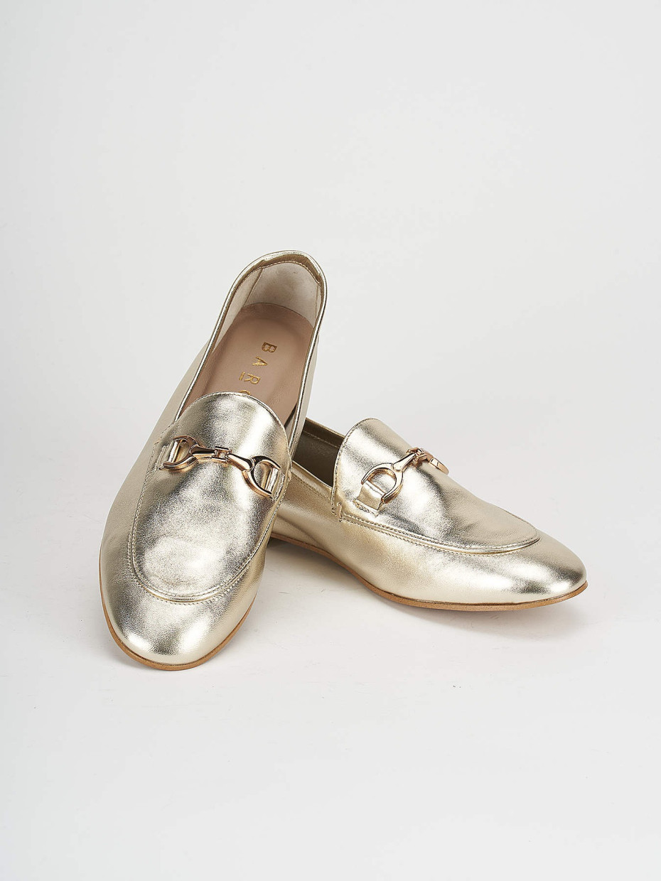 Loafers heel 1 cm gold leather