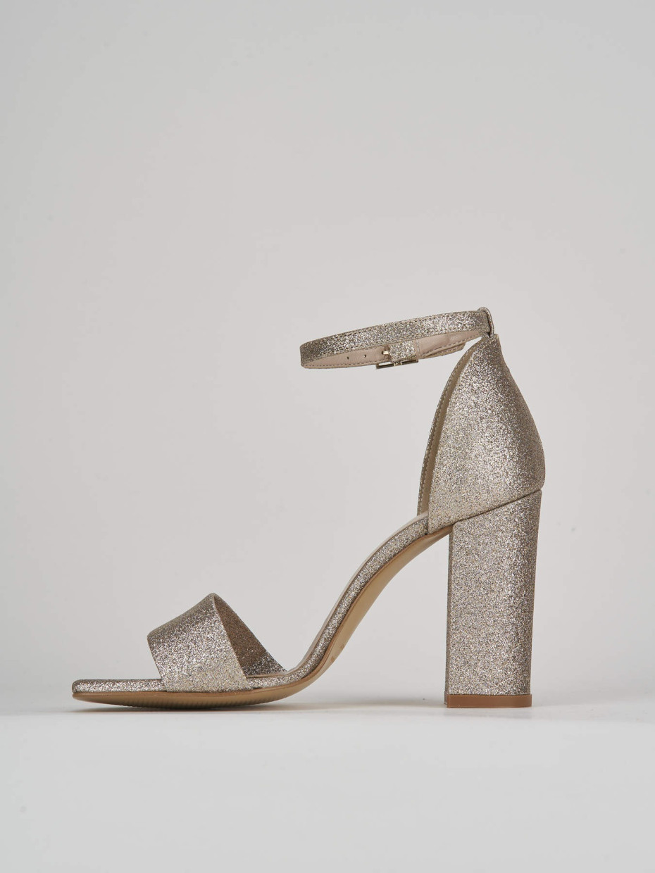 High heel sandals heel 8 cm beige glitter