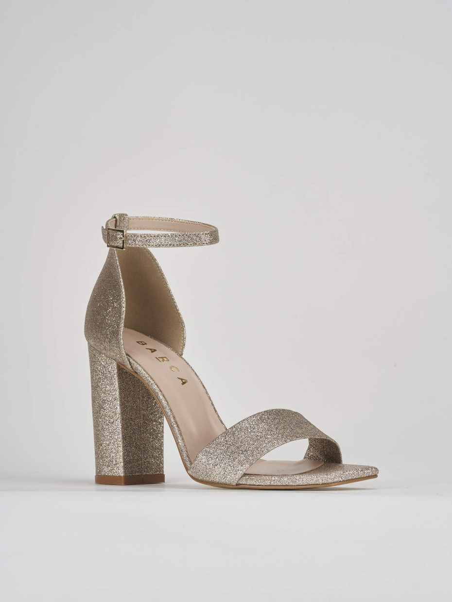 Sandali con tacco glitter top