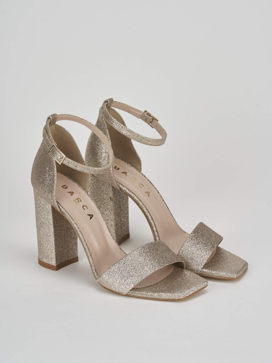High heel sandals woman heel 8 cm beige glitter Barca Stores