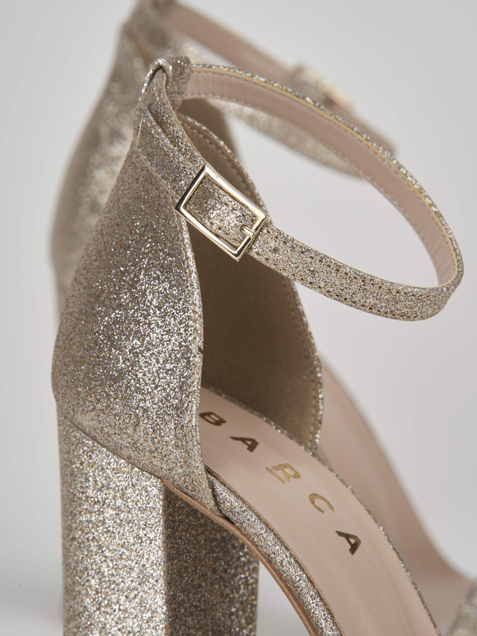 Sandali tacco 8cm glitter beige