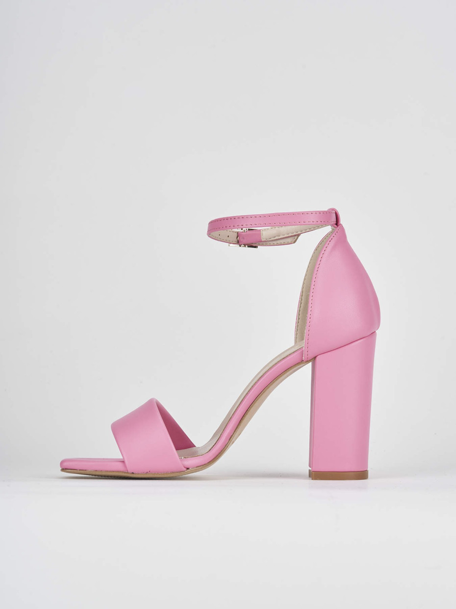 High heel sandals heel 8 cm pink leather