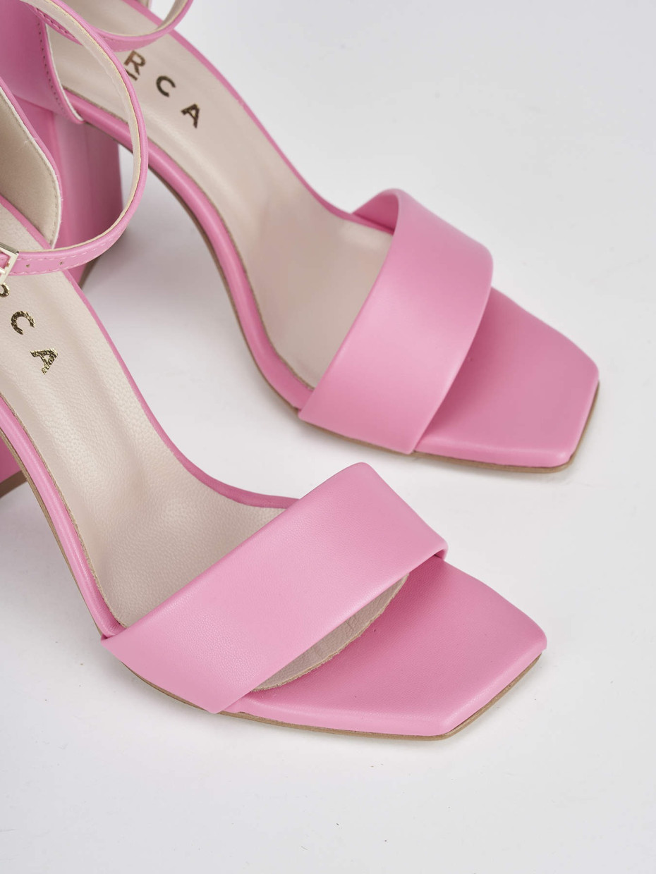 High heel sandals heel 8 cm pink leather