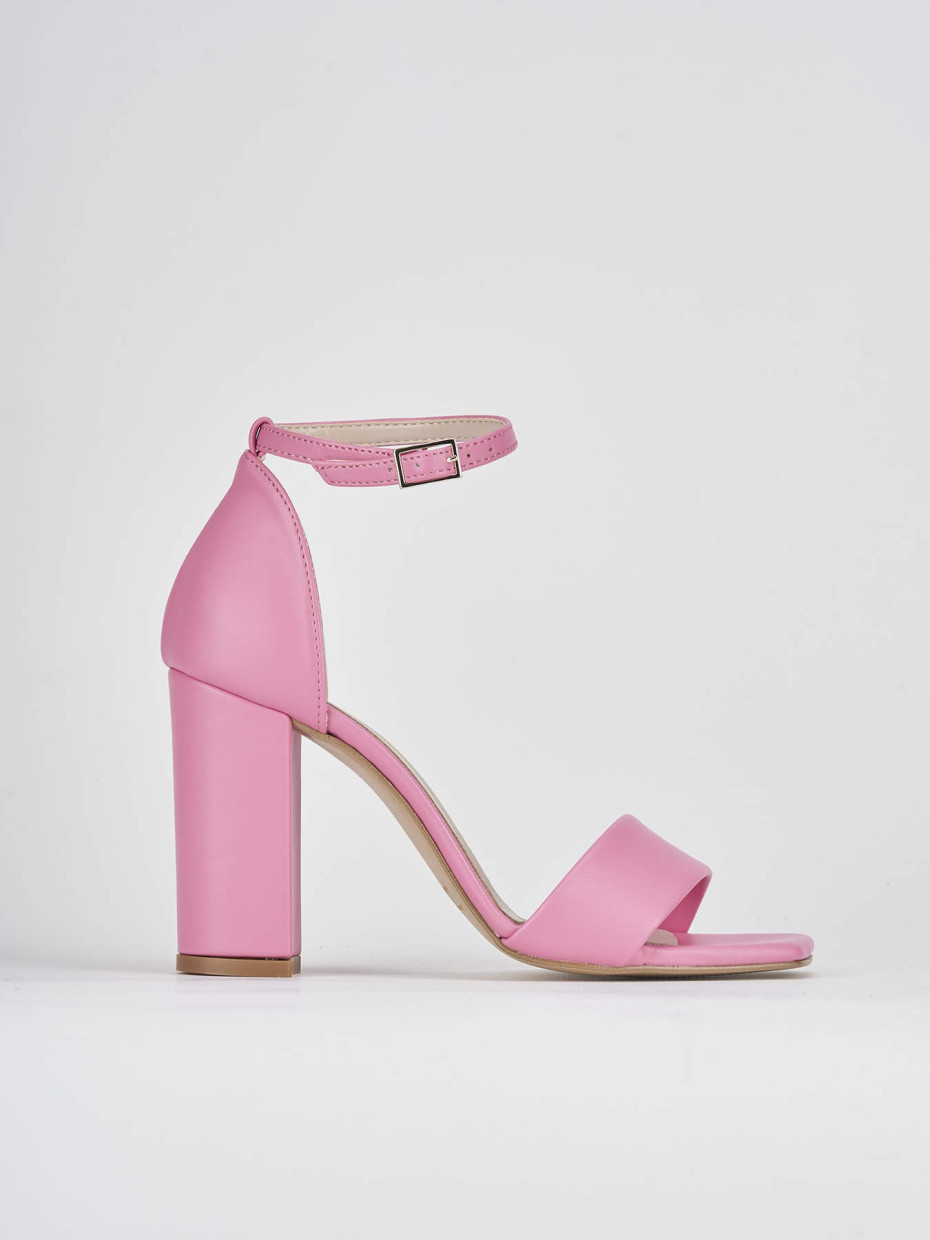 High heel sandals heel 8 cm pink leather