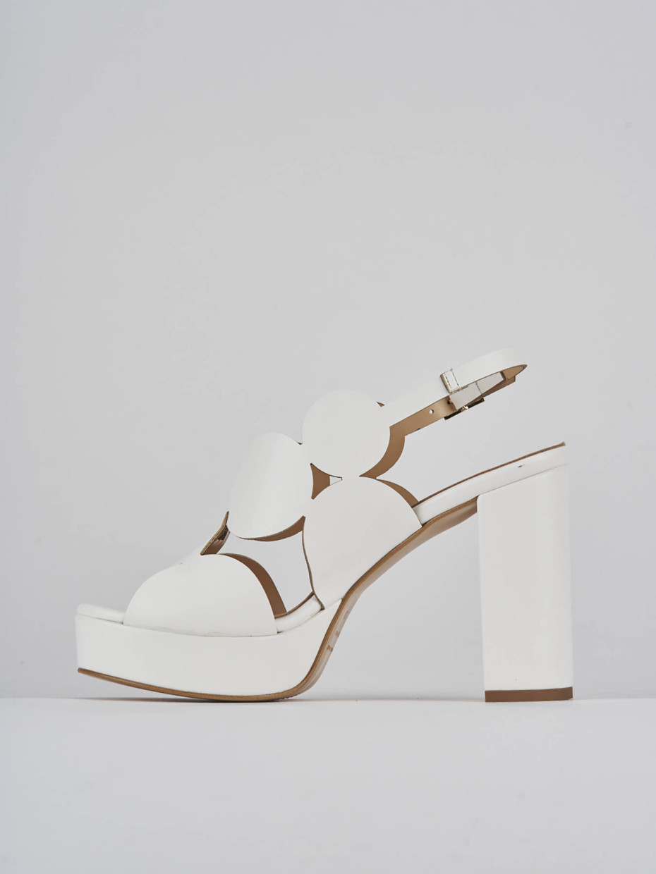 High heel sandals heel 9 cm white leather