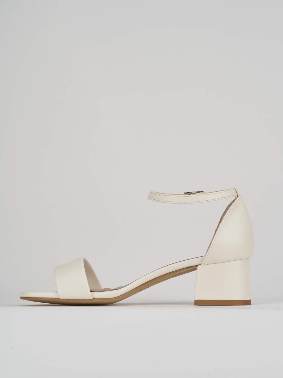 High heel sandals heel 5 cm white leather