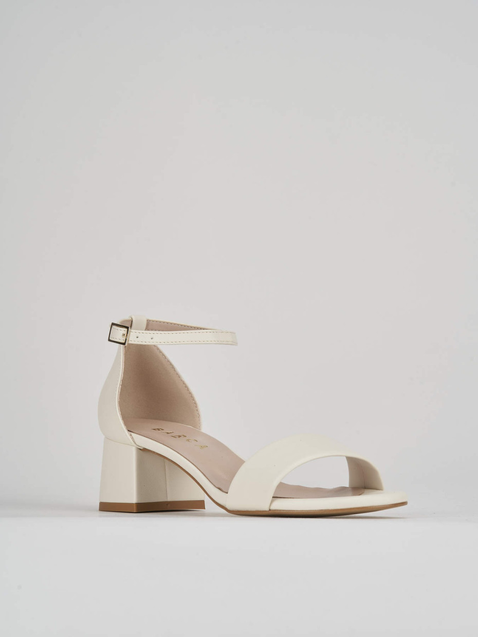 High heel sandals heel 5 cm white leather