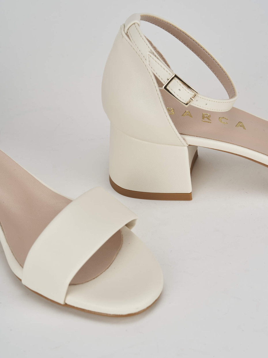 High heel sandals heel 5 cm white leather
