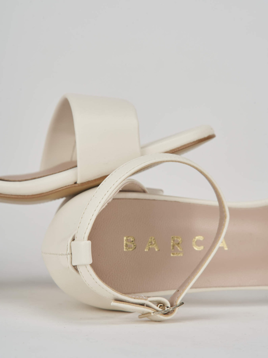 High heel sandals heel 5 cm white leather