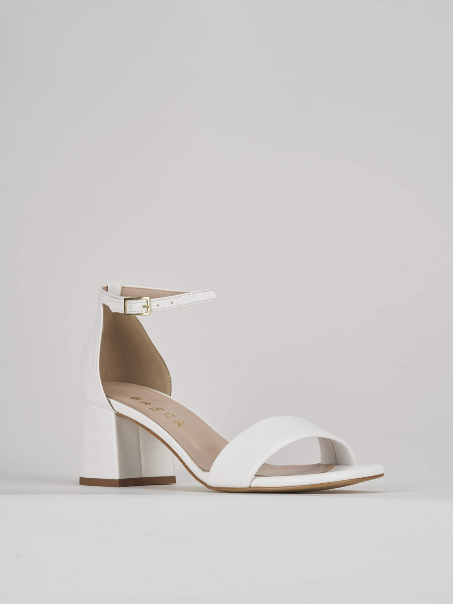Sandalo tacco 6 cm bianco pelle