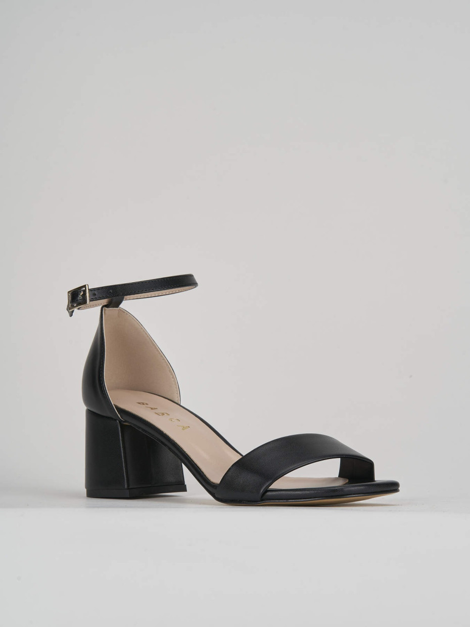 Sandalo tacco 6 cm nero pelle