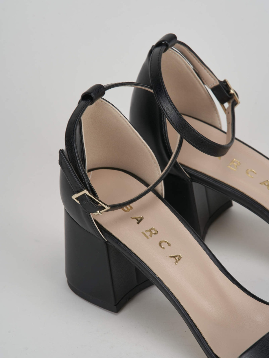 Sandalo tacco 6 cm nero pelle