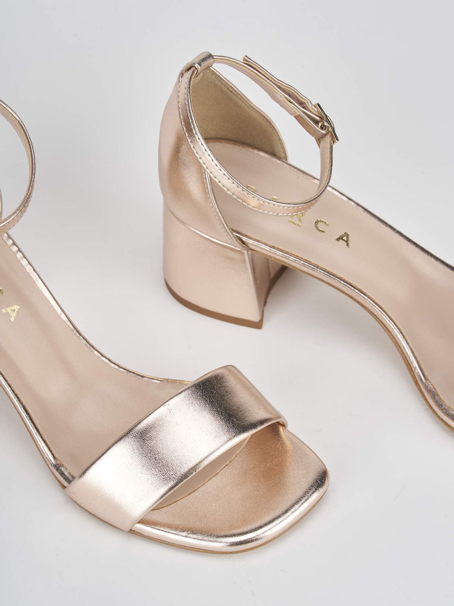 Sandalo tacco 6 cm bronzo laminato