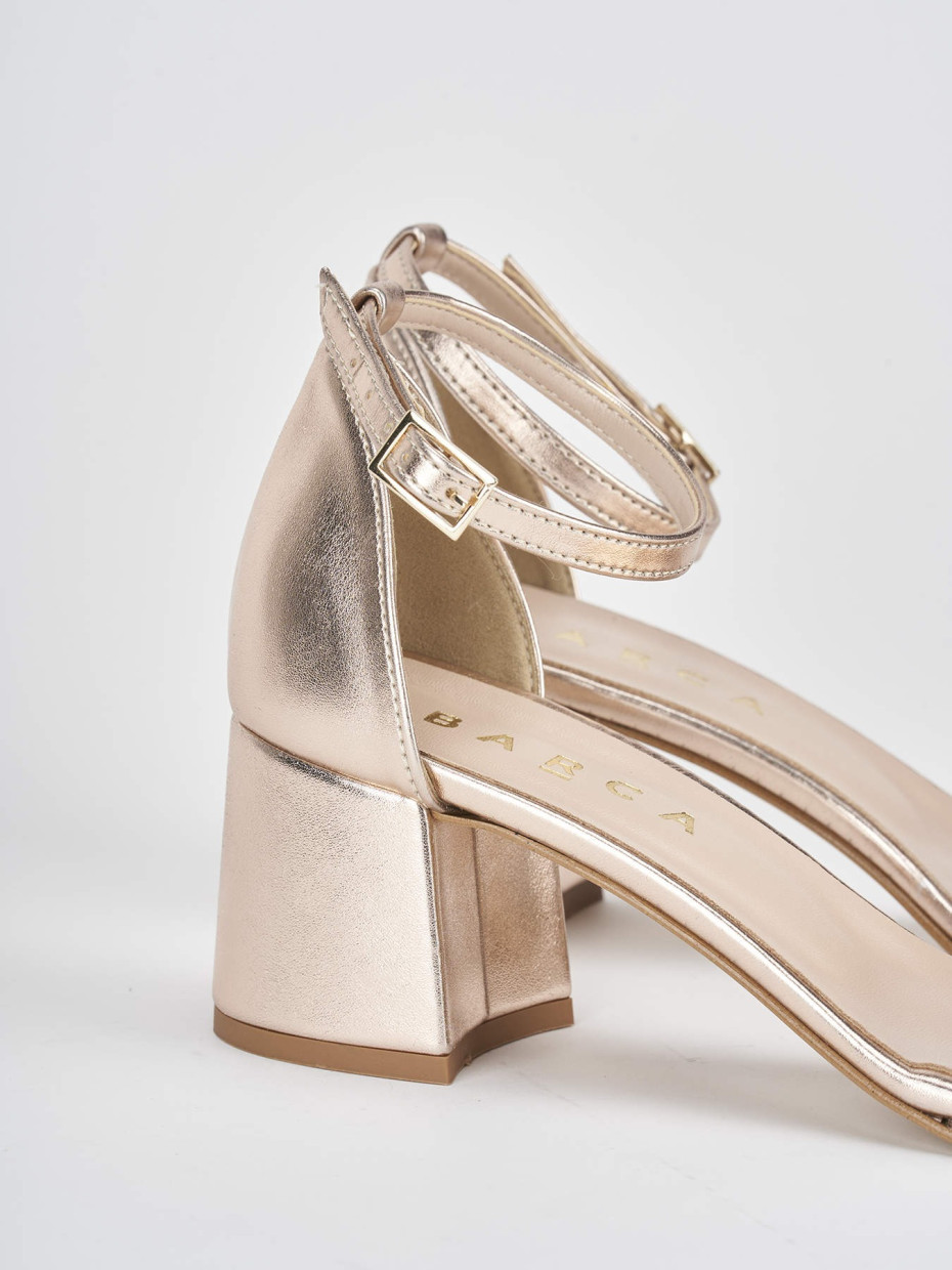 Sandalo tacco 6 cm bronzo laminato