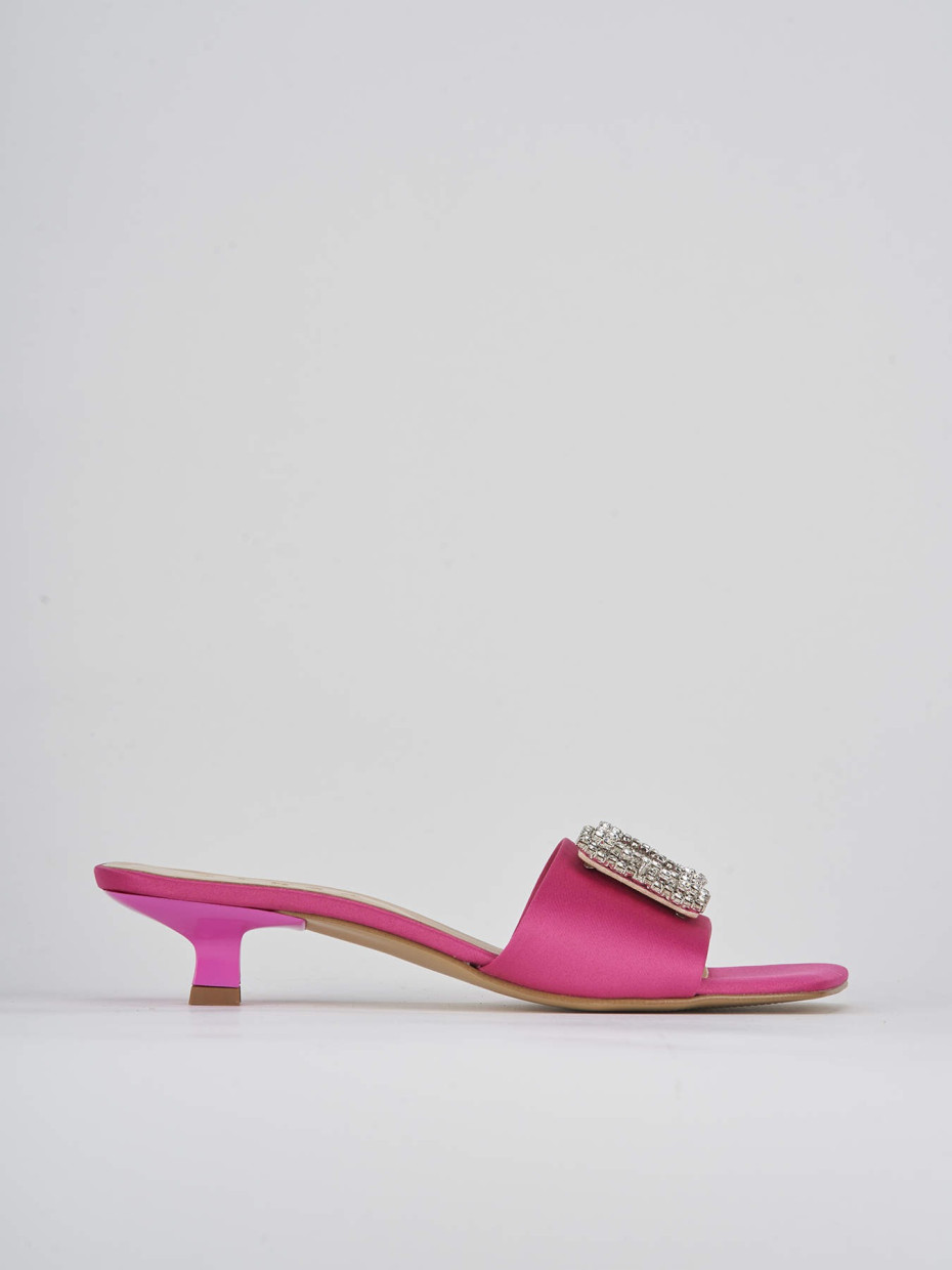 Slippers heel 3 cm pink satin
